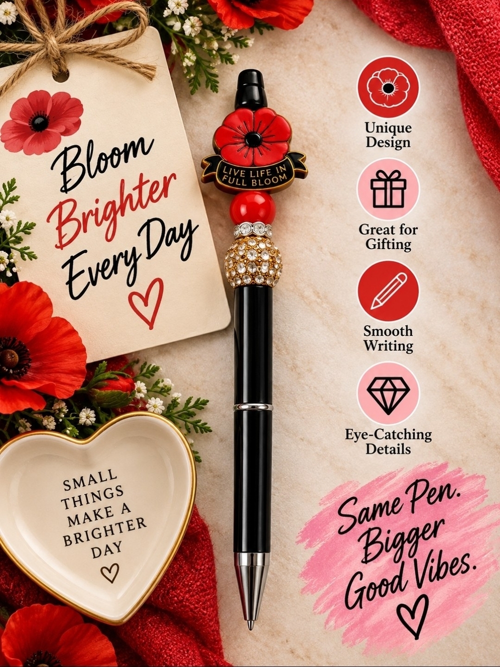 Bloom Brighter Red Poppy Pen!! 💋❤️